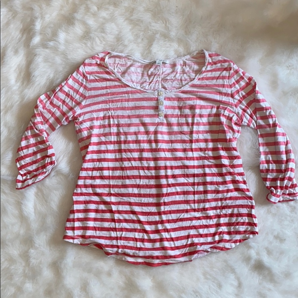 pink striped banana republic top